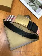 AAA Quality Burberry Leather Belt Vintage Check Logo Gold Buckle